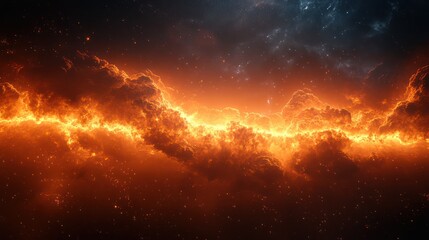 Obraz premium Fiery Nebula: A Cosmic Inferno