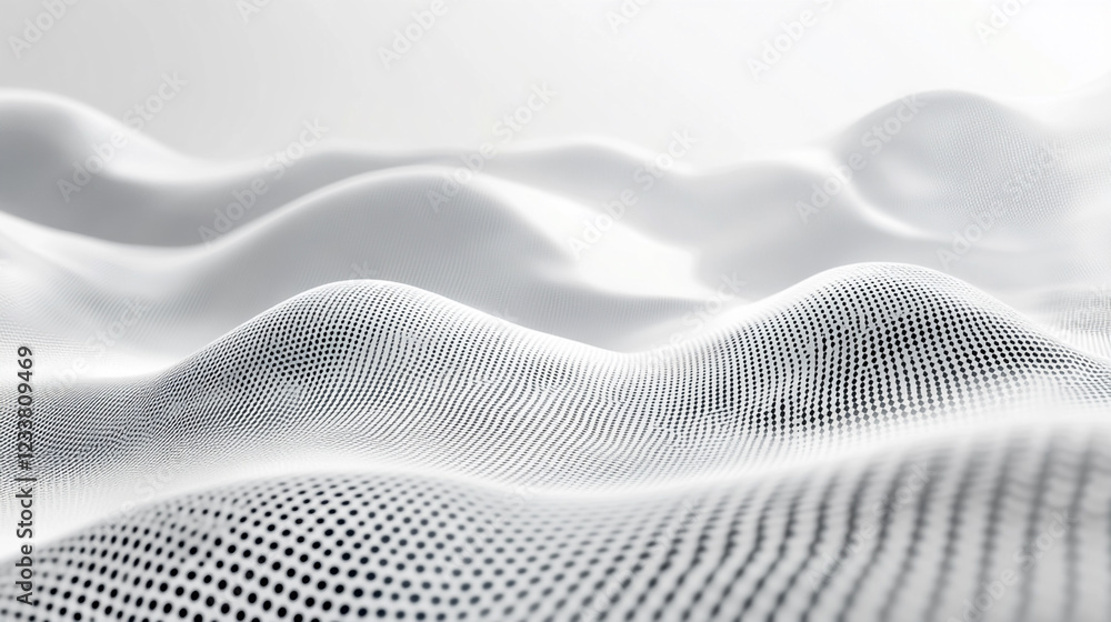 Poster abstract geometric structure with spiral wireframes and soft natural lighting, abstract white wavy b