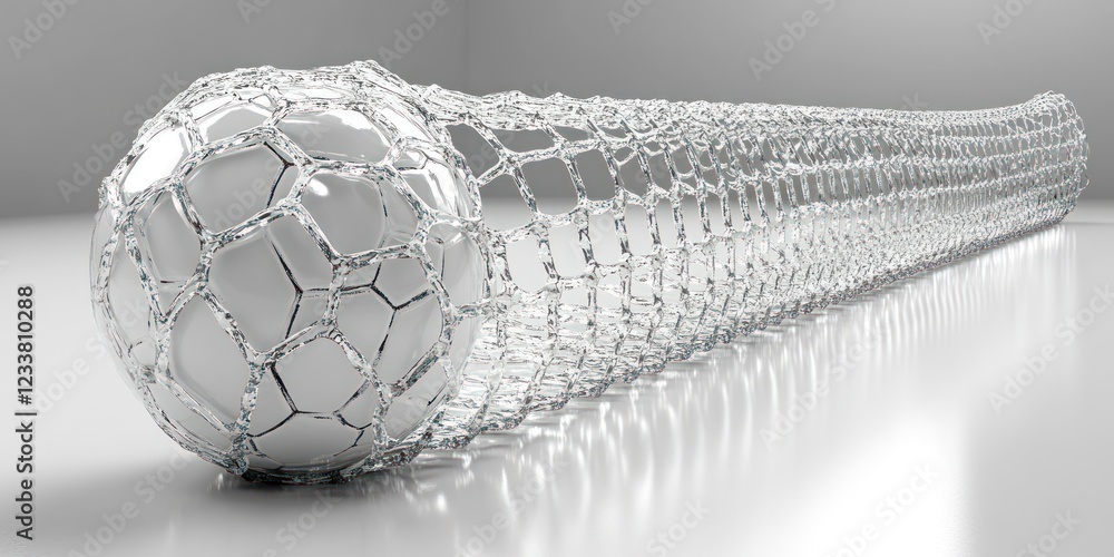 Aufkleber abstract 3d render: crystalline sphere encased in a lattice structure