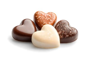 Delightful heart-shaped chocolates elegant background pastel color style sweet treats top view