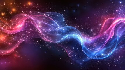 Fototapeta premium Colorful abstract waves with stars, creating a cosmic atmosphere.