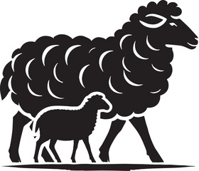 Black Sheep Silhouette Vector, High Quality Illustration on White Background