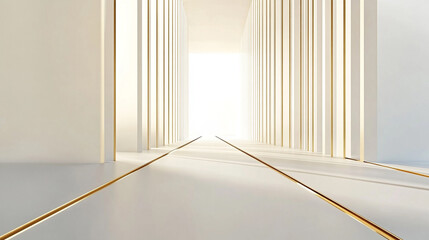 Obraz premium Abstract beige studio background for product presentation. Empty room with shadows and lights., The room is flooded with sunlight, exuding a warm, cozy, and spacious vibe with a modern, 