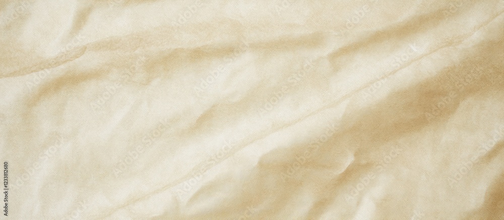 Leinwandbilder Light beige textured fabric background with subtle creases and wrinkles suitable for various design applications Copy Space