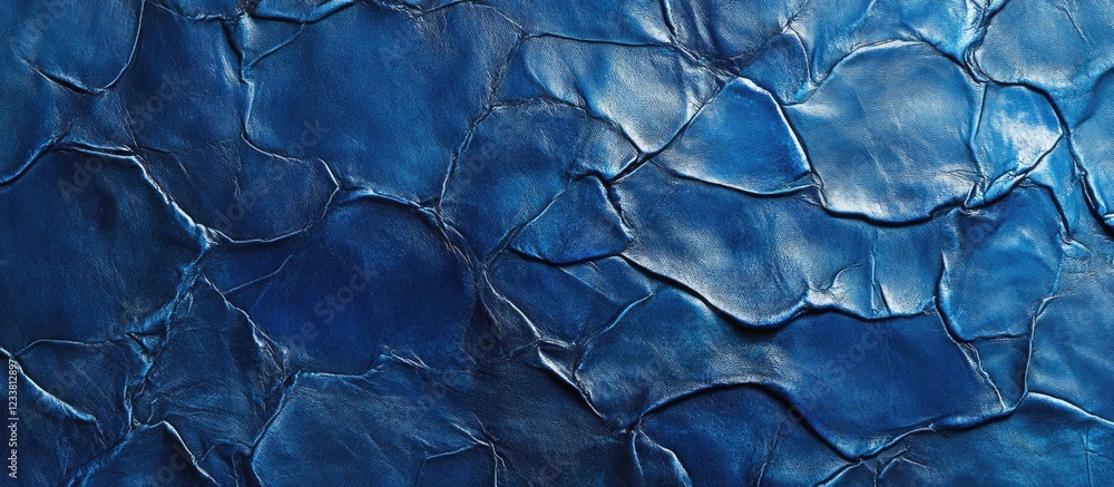 Aufkleber Blue textured surface with irregularly shaped patterns and shiny appearance, suitable for backgrounds, with Copy Space available.