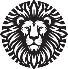 Obraz premium Lion silhouette black and white vector icon