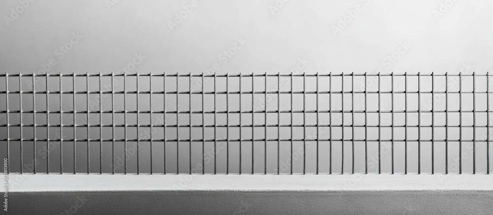 Fototapete Minimalistic black and white image of a grid pattern created by vertical lines with copy space for text.