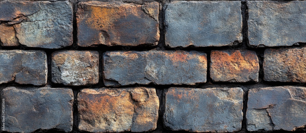 Aufkleber textured dark stone brick wall with rustic appearance and natural color variation copy space