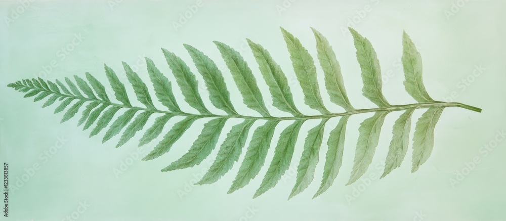 Poster Fern leaf illustration on a light background with soft colors and ample copy space for text placement