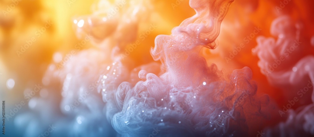 Poster Colorful abstract cloud formations with soft textures and a gradient of warm orange and pink hues Copy Space