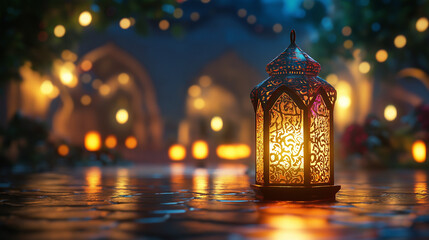 Ramadhan lattern with luxury lamp