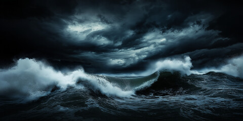 Obraz premium Massive Waves Under a Dark Storm