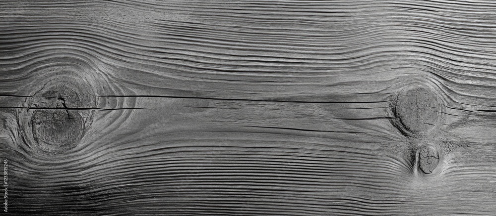 Poster Textured gray wood background with natural grain patterns and knots, ideal for various design applications, Copy Space available
