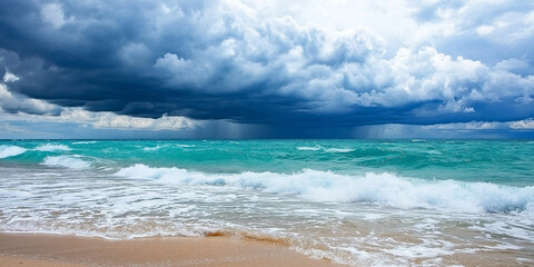 Massive Storm Cloud Over Coastal Beach