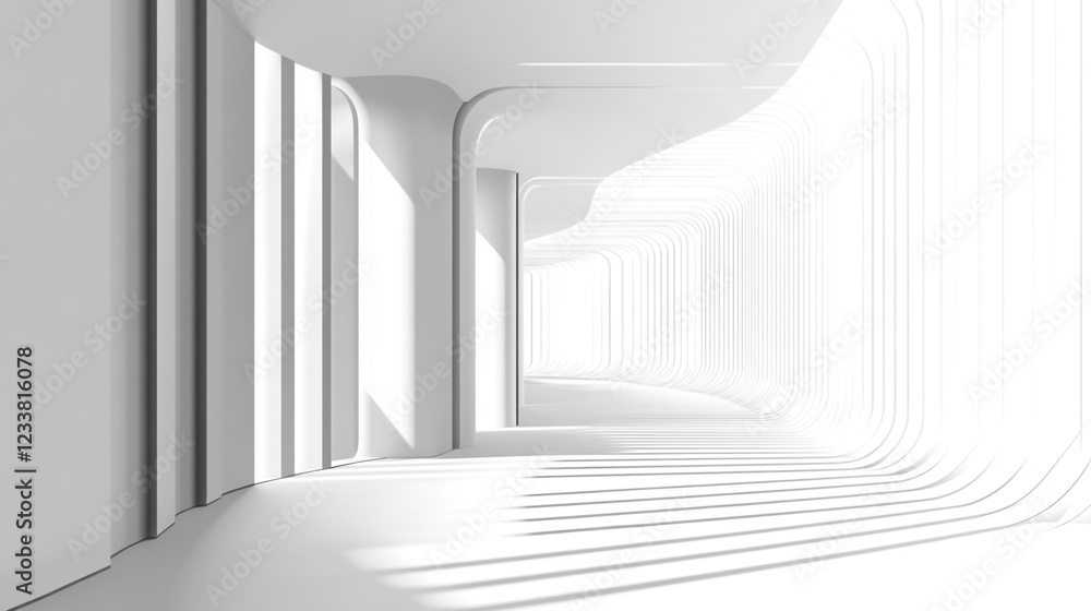 Poster a serene white background with smooth curves and soft shadows, showcasing minimalist elegance, simpl