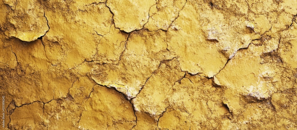 Poster textured yellow wall with cracked surface and peeling paint for background or abstract design. copy 
