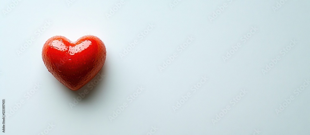 Leinwandbilder Red heart object on a minimalistic light background with ample copy space for text placement