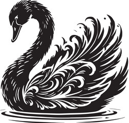 Obraz premium Black Swan Silhouette Vector, High Quality Illustration on White Background