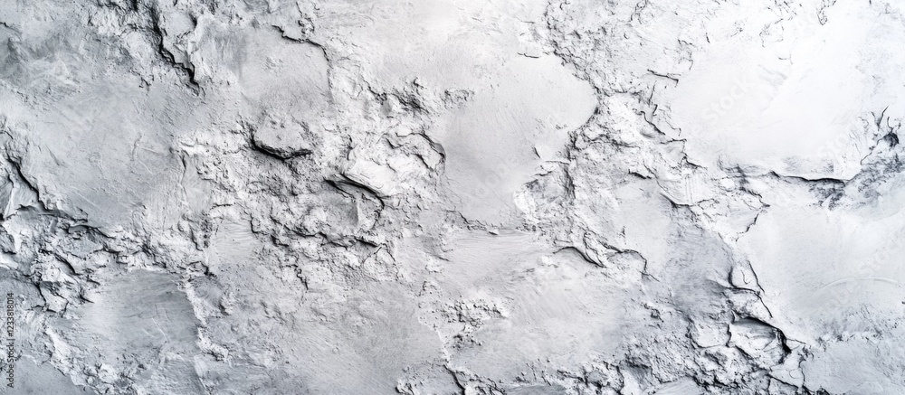 Poster Textured white surface with abstract cracks and patterns, suitable for background use, with ample Copy Space.