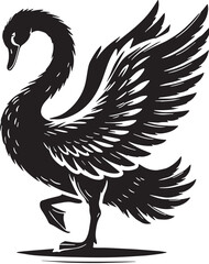 Black Swan Silhouette Vector, High Quality Illustration on White Background