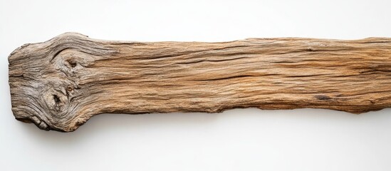 Texture of weathered wooden plank with natural patterns and grains on a neutral background Copy Space