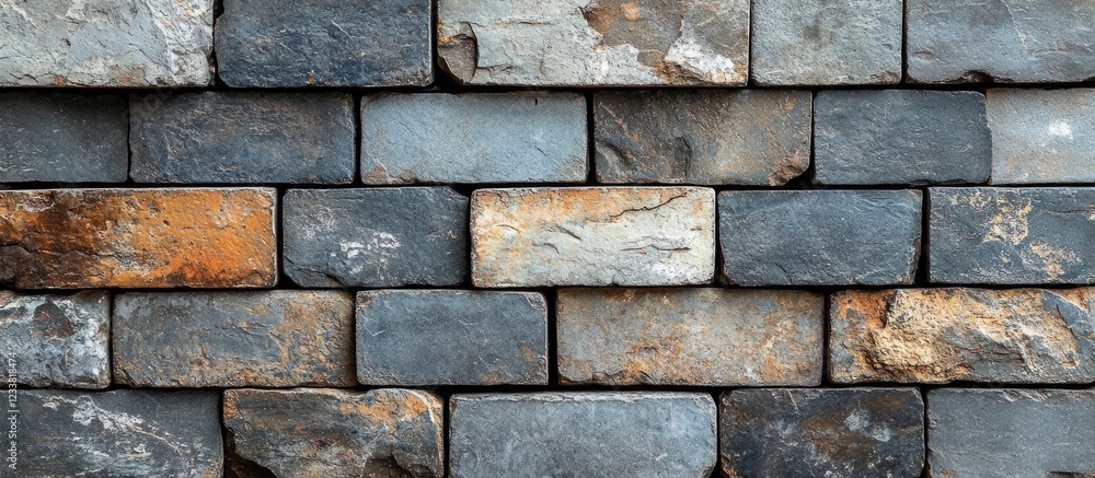 Aufkleber textured stone wall with varying shades of gray and brown bricks arranged in a uniform pattern copy 