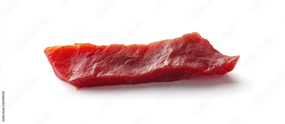 Poster Fresh raw red meat slice isolated on white background with copy space for text placement