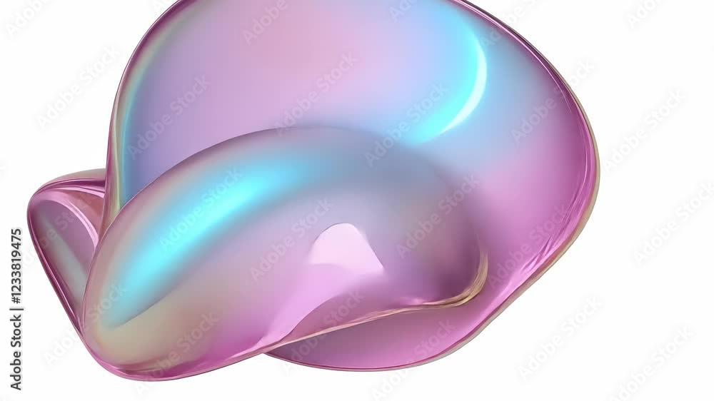Poster 3d sleek abstract curved shape creating dynamic visual flow holography, glossy surface reflecting li