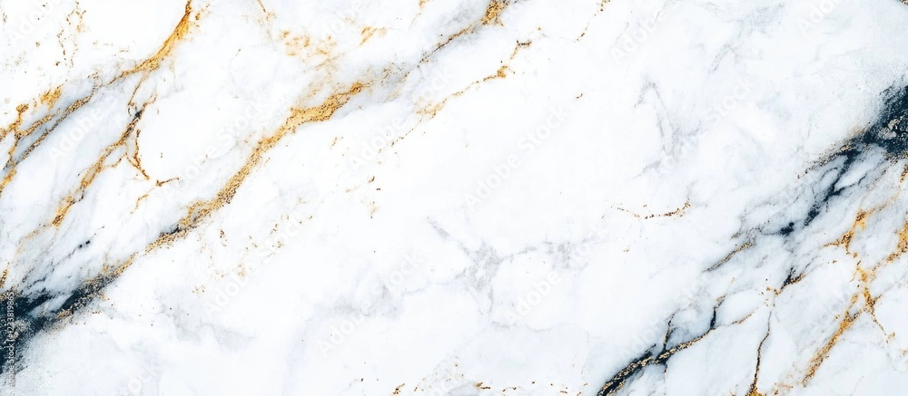 Poster white marble texture with black and golden veins ideal for background and design copy space