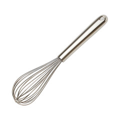 Sleek Stainless Steel Whisk with Wire Handle Isolated on Transparent Background