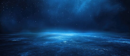 Vast cosmic landscape with deep blue hues and ample negative space for text suitable for presentations or promotional materials