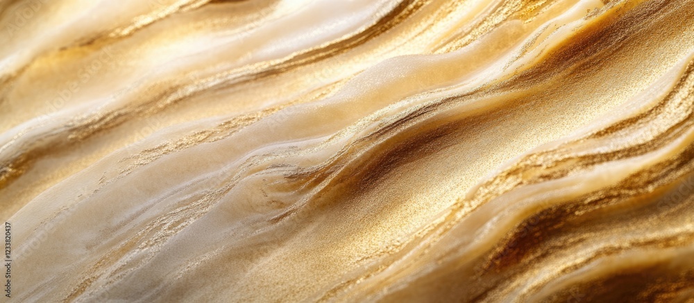 Poster abstract golden marble texture with flowing lines and patterns, close-up view.