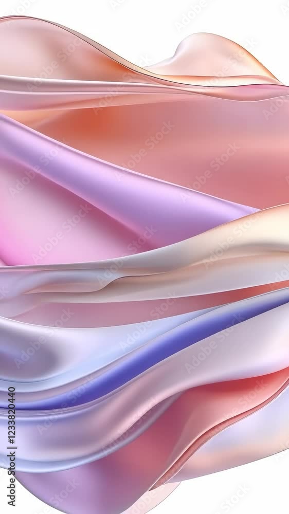 Poster 3d sleek abstract glass curved shape creating dynamic visual flow holography, pink glossy surface re