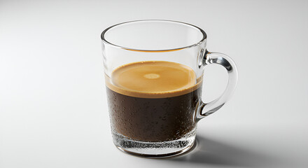 Glass cup of espresso coffee isolated on white background