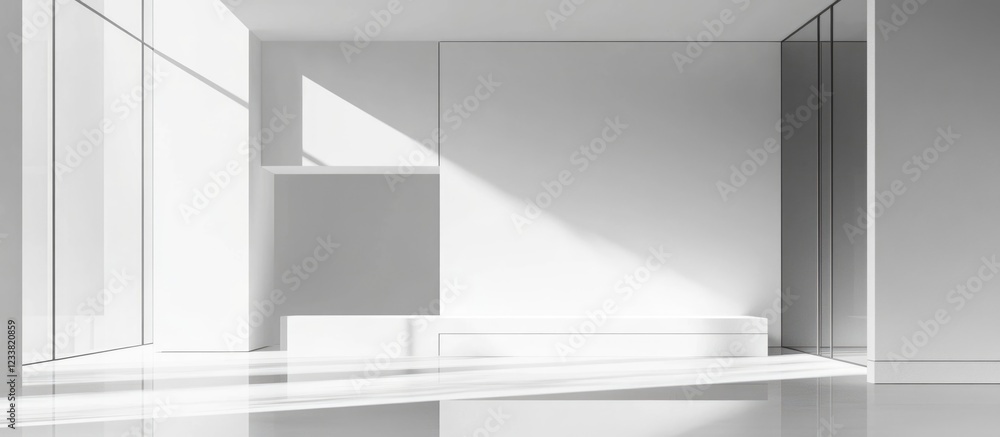 Leinwandbilder minimalistic modern interior architecture with large windows and flat surfaces showcasing light and 