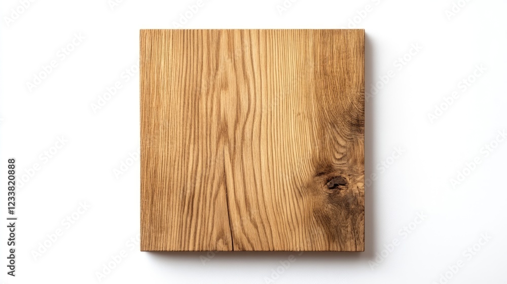 Poster wooden square texture with natural grain pattern and wood knot on a white background copy space