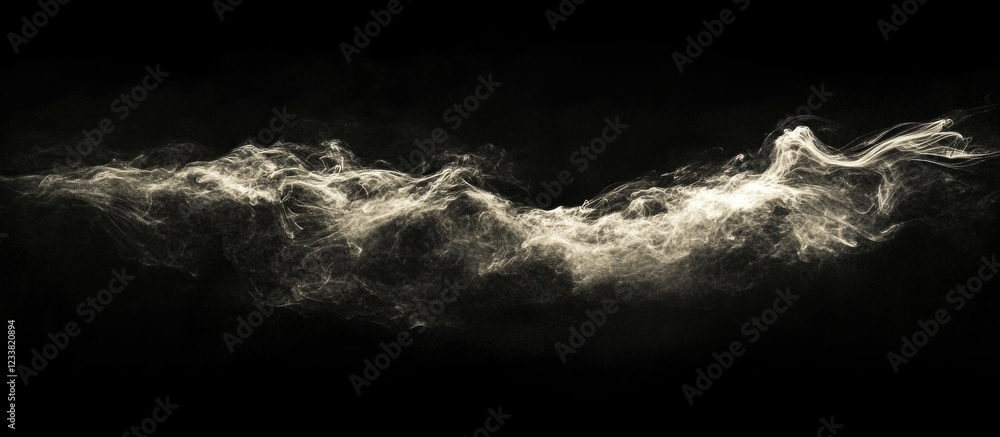 Aufkleber abstract smoke or mist formation on a black background with defined shapes and textures suitable for