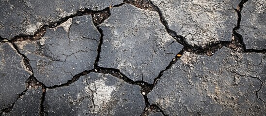 Obraz premium Cracked Asphalt Texture Showing Surface Erosion and Damage