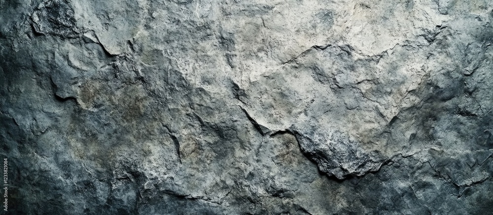 Poster Gray rough stone texture background with irregular surface patterns and subtle details Copy Space