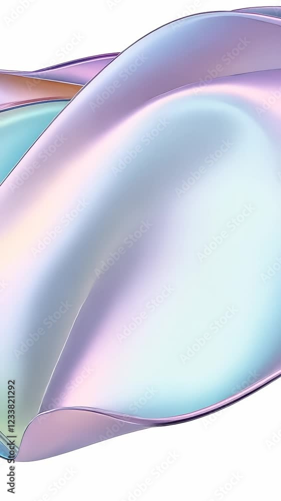 Poster 3d sleek abstract glass curved shape creating dynamic visual flow holography, pink surface reflectin