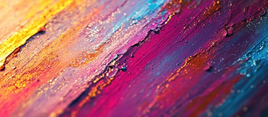 Abstract colorful texture with vibrant hues of orange, pink, purple and blue. Copy Space available for text insertion.