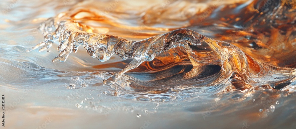 Poster Abstract water patterns with vibrant colors and texture in fluid motion Copy Space