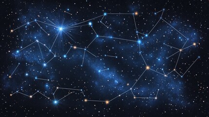 Stunning night sky with constellations showcasing cosmic beauty and vastness of the universe featuring blank space for text placement