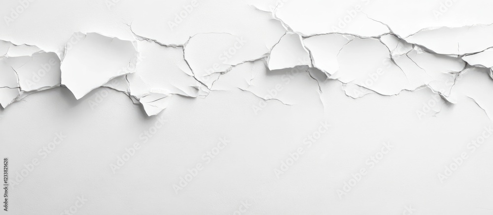 Poster torn white paper texture with rough edges over a clean white background copy space