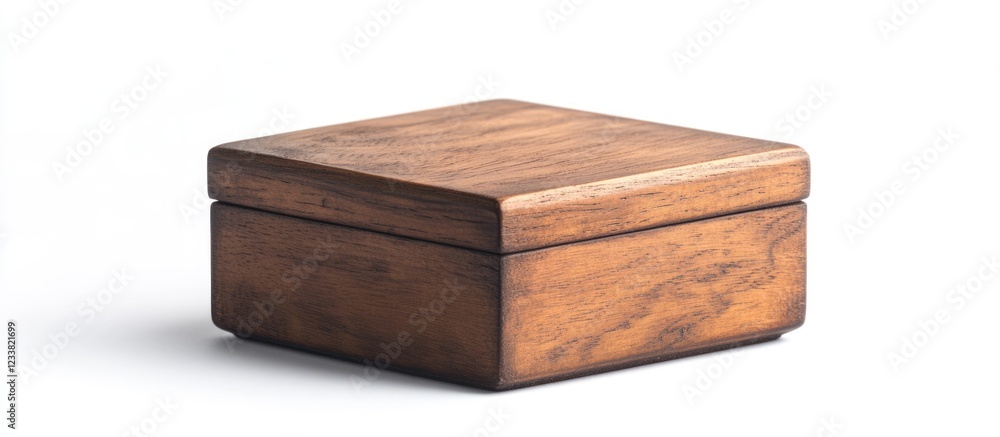 Aufkleber wooden square box with a polished finish and smooth edges, isolated on a white background with copy 