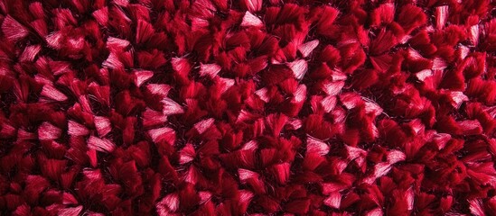 Red rose petals background with textured floral pattern and scattered arrangement.