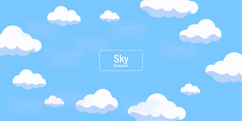 set of Sky Background with White Podium for Cosmetic Product Presentation and with Sky Blue,Cloud Background,Horizon Summer Clear and copy space for text.