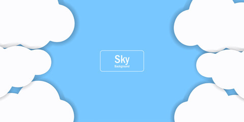 set of Sky Background with White Podium for Cosmetic Product Presentation and with Sky Blue,Cloud Background,Horizon Summer Clear and copy space for text.