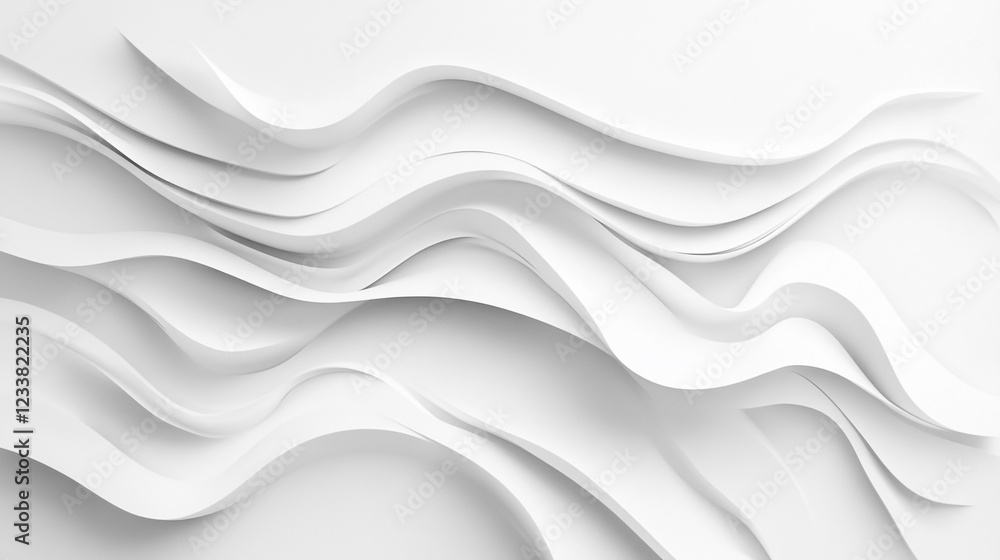 Aufkleber curved elements, white abstract background, close up of a white glued paper presenting an abstract b