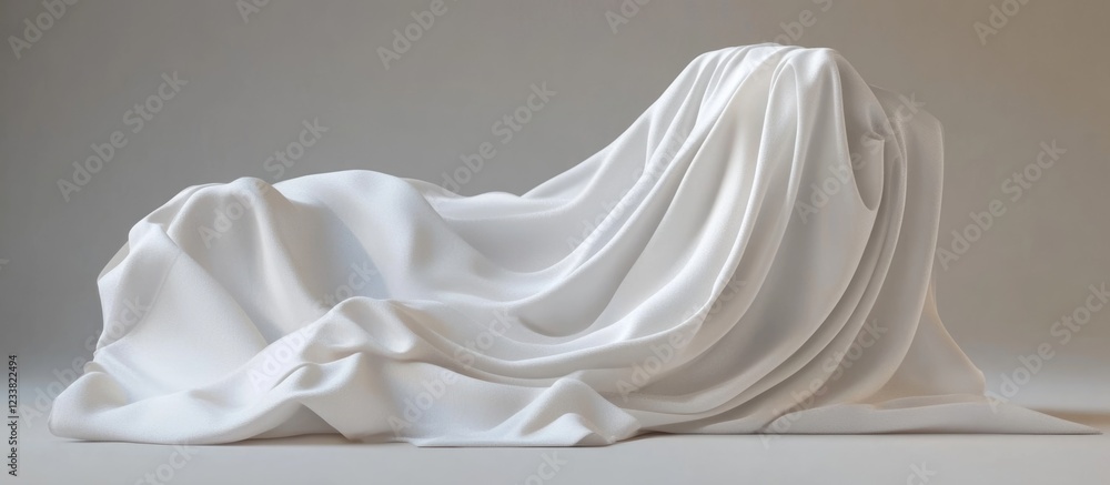 Aufkleber white draped fabric with soft folds and shadows on a neutral background showcasing texture and form 